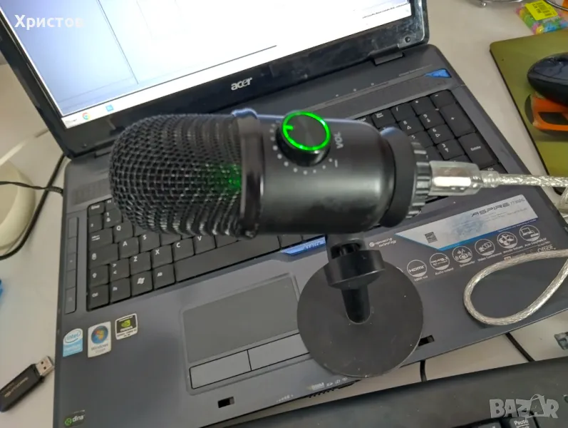 NOR-TEC Tripod microphone microphone gaming podcast high quality plug & play stream, снимка 1