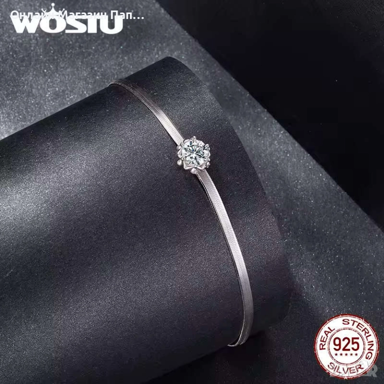 WOSTU Сребърна гривна с 0.5 каратов диамант мойсанит със сертификат, снимка 1