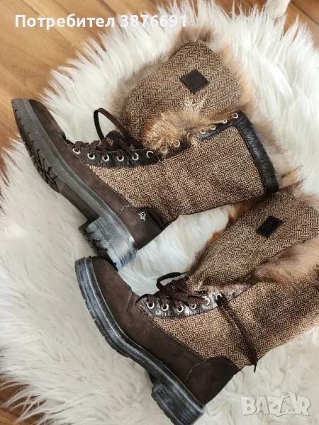Дамски боти ботуши естествен косъм лисица естествен велур луксозен модел , снимка 1