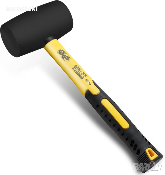 CCLIFE гумен чук, сертифициран от TÜV и GS, гумен чук с две страни за подови настилки и плочки черен, снимка 1