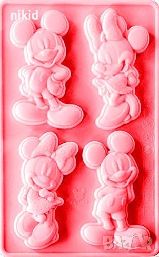 4 Мики Мини Маус Mickey Minnie Mouse силиконов молд форма калъп фондан шоколад гипс декор украса, снимка 1