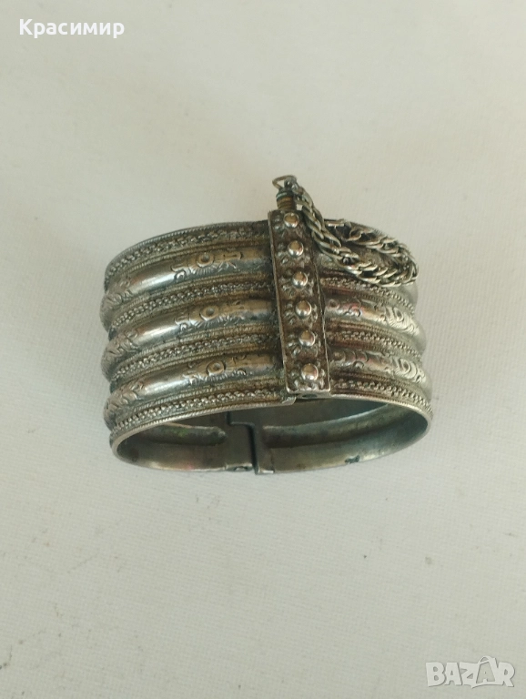 Голяма сребърна гривна, сачан. Доставка с еконт, снимка 1