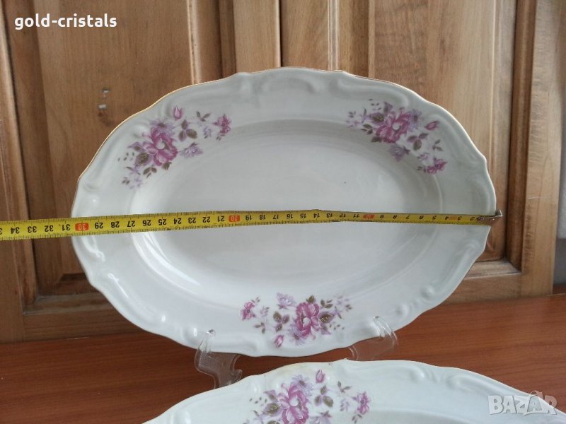Стар български порцелан Изида барок плато чиния елипса, снимка 1