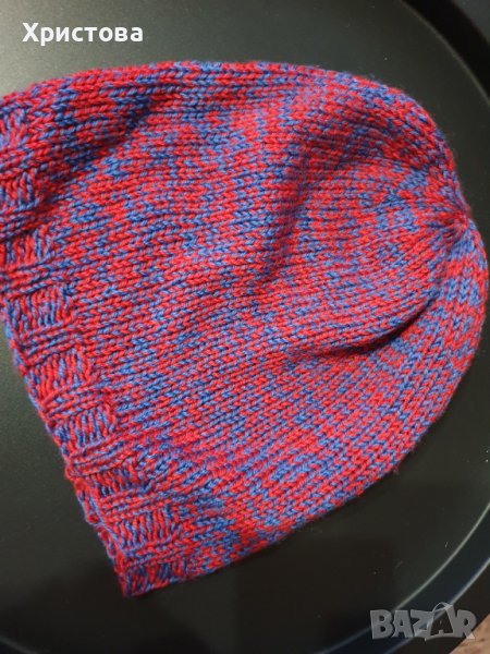Шапка за есен/зима в синьо и цикламено- 5,00лв., снимка 1