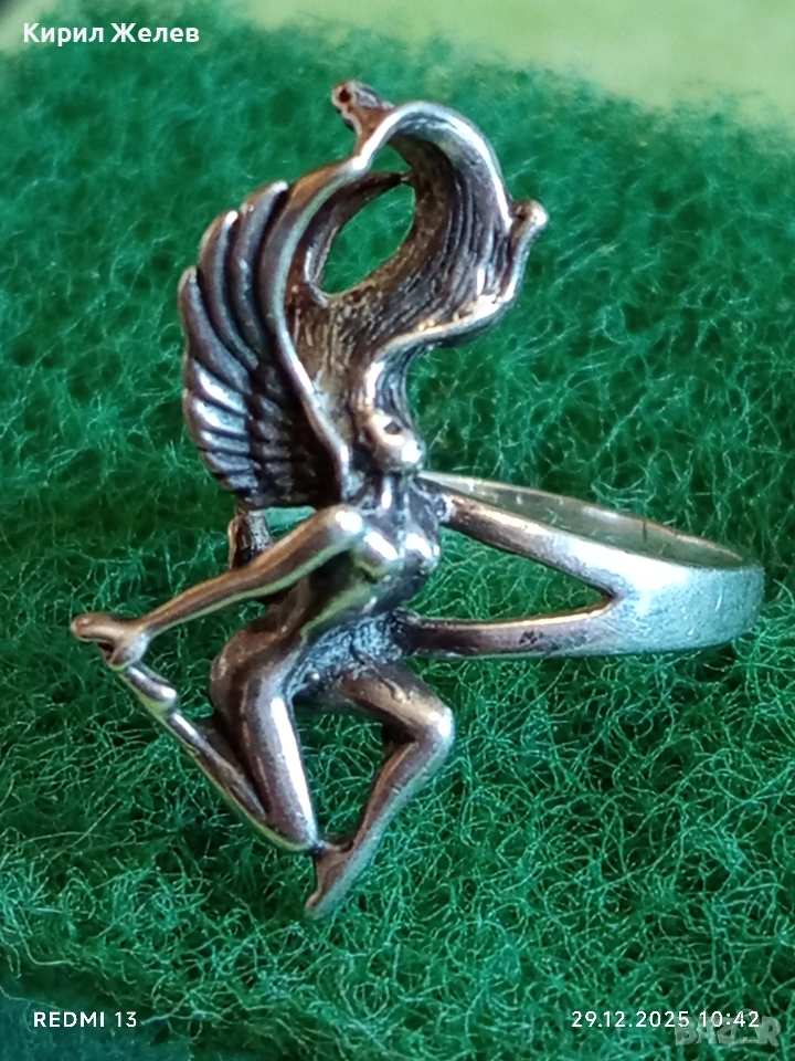 Дизайнерски сребърен пръстен с ФЕЯ майсторска ръчна изработка 27705, снимка 1