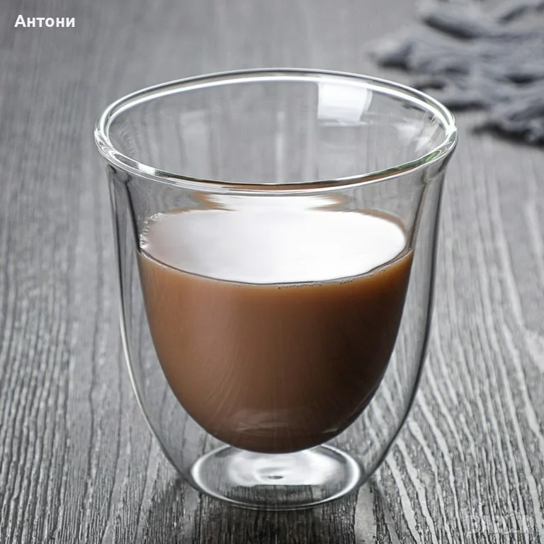 2бр. Двойна стъклена чаша, прозрачна, термоустойчива, снимка 1