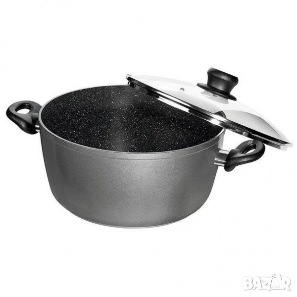 Голяма тенджера със стъклен капак обем 7л Ø 28см STONELINE Германия, снимка 1