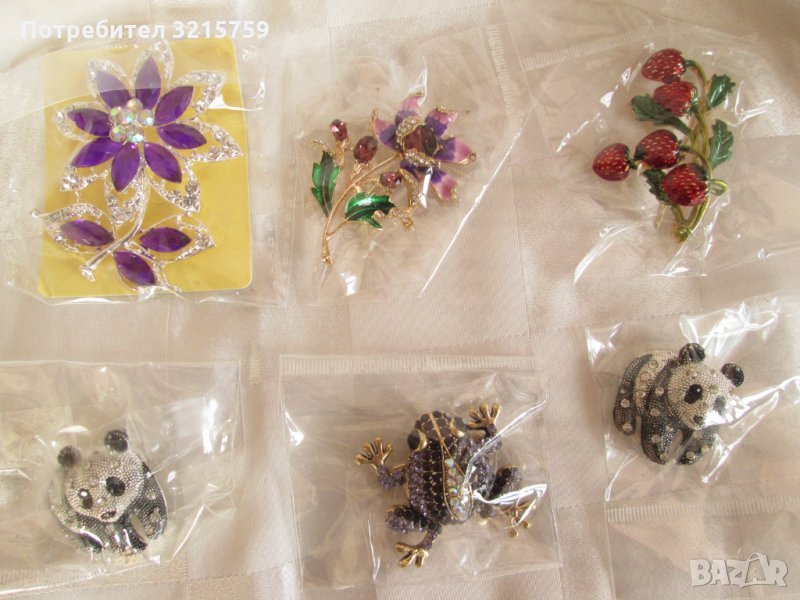 Нови дамски брошки-метал с кристални стъкла, снимка 1