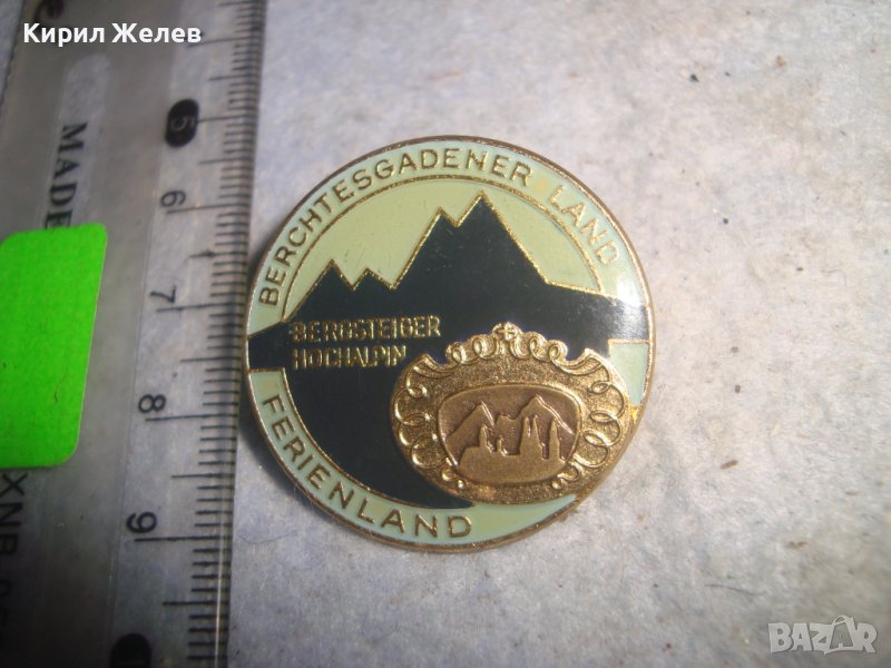 FERIENLAND - Стара РЯДКА БРОНЗОВА с ПОЗЛАТА НЕМСКА АЛПИЙСКА ЗНАЧКА с ЕМАЙЛ ЛАК ПОКРИТИЕ 30413, снимка 1