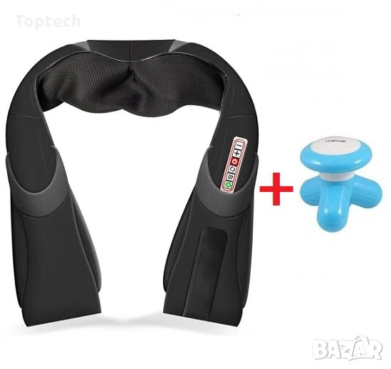 Нов модел 2025! Черен Шиацу масажор с 6 бутона + подарък мини масажор, снимка 1