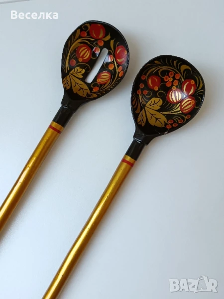 Руски антикварни дървени лъжици прибори , снимка 1