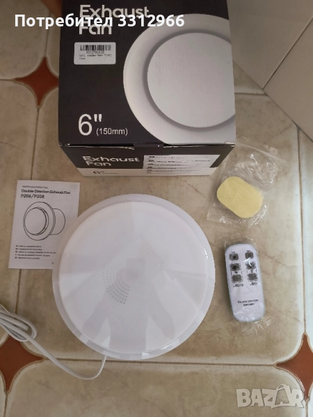 6-инчов вентилатор за изпускане, подобрен двупосочен вентилатор за баня, снимка 1