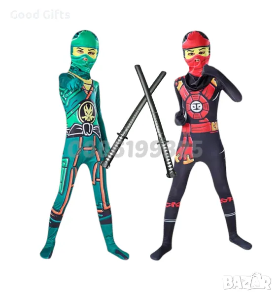 Детски Костюм на Нинджа Ninja костюм за деца + светещи мечове, снимка 1
