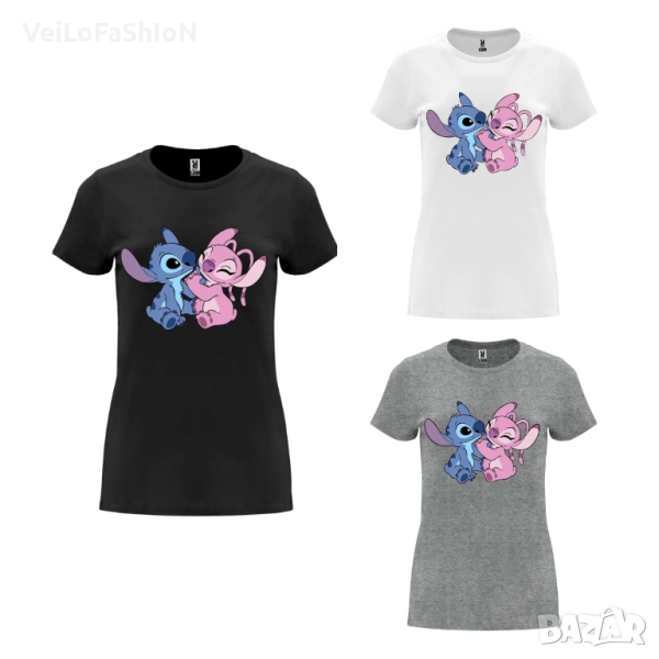 Нова дамска тениска със Стич (Stitch & Angel), три цвята, снимка 1