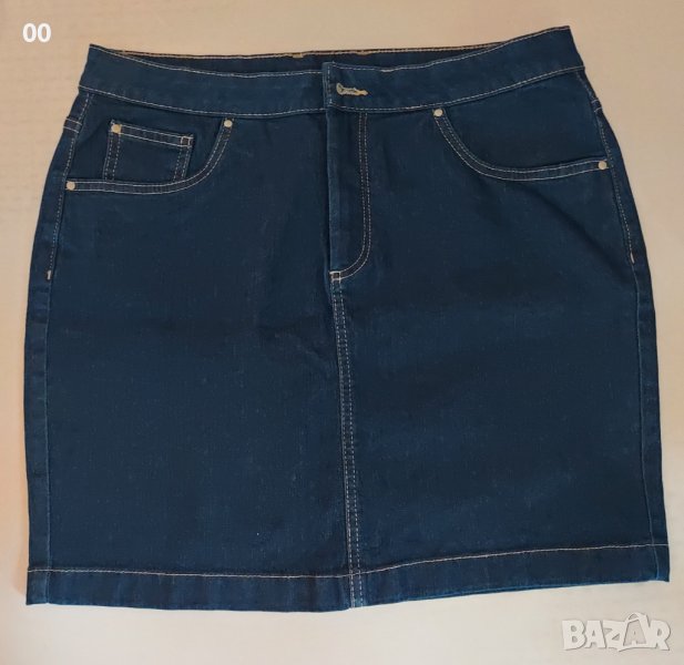 Дънкова тъмносиня пола, размер 42 (XL), снимка 1