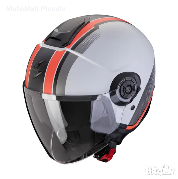 В наличност SCORPION EXO-CITY II VEL Matt Grey-Red опен фейс скутерска висок клас мото , снимка 1