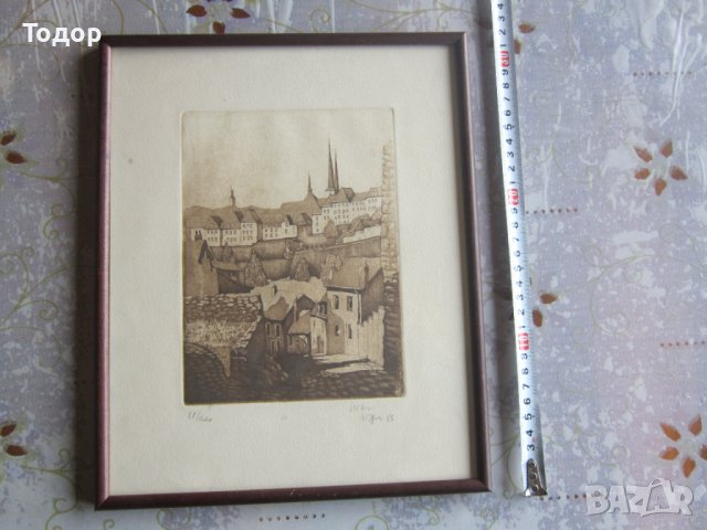 Стара картина офорт гравюра подписана 6, снимка 2 - Картини - 36922994