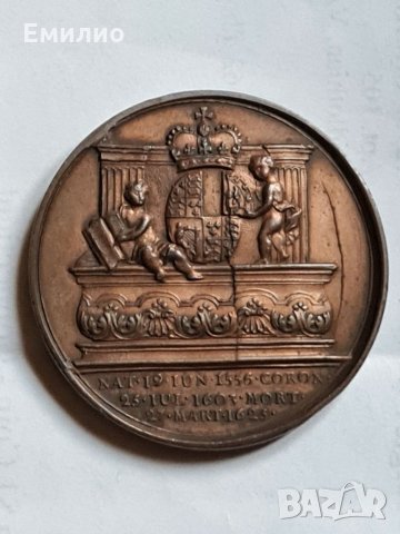 RARE, UK. JAMES 1st. Medal by Jean Dassier 1830 KING & QUEENS , снимка 3 - Нумизматика и бонистика - 31817628