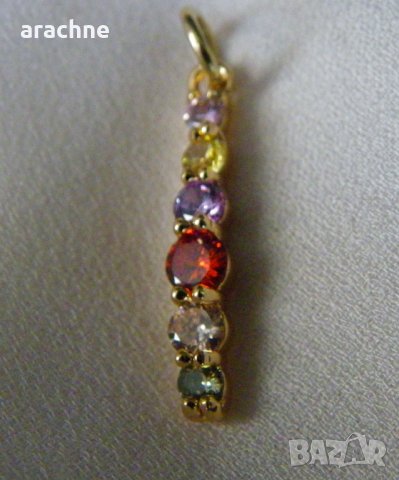 Позлатен сребърен коктейлен медальон с топаз, цитрин,аметист и турмалини, снимка 3 - Колиета, медальони, синджири - 31085340