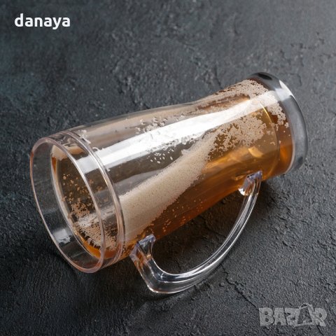 2580 Ледена халба за бира с двойни стени охлаждаща чаша за бира и ледени напитки, снимка 3 - Чаши - 35244510