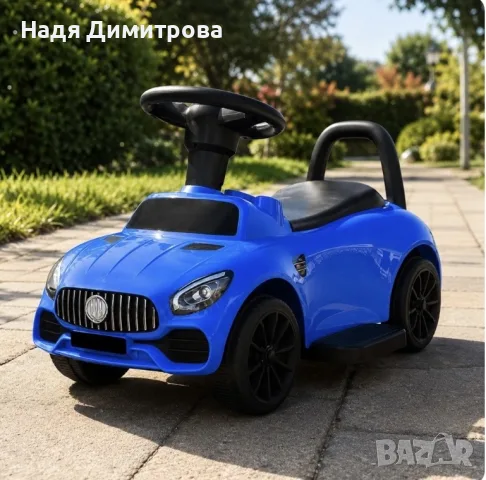 Детска кола за бутане с родителски контрол 2 в 1 – Светлини, звуци и педал за газ, синя, снимка 2 - Детски велосипеди, триколки и коли - 55776930