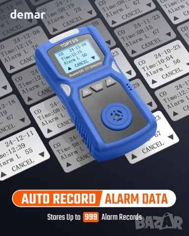 Преносим детектор за въглероден окис TopTes Guard-533, визуални, звукови и вибрационни аларми, снимка 5 - Други стоки за дома - 49334486