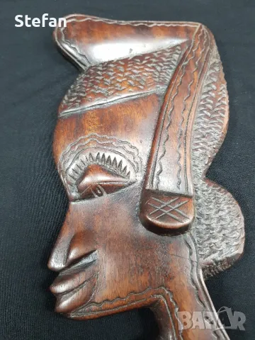 африканска дървена маска за стена масивна ръчна изработка, снимка 2 - Антикварни и старинни предмети - 48403427
