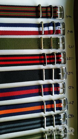 Текстилни каишки 18мм NATO, снимка 11 - Каишки за часовници - 34965493