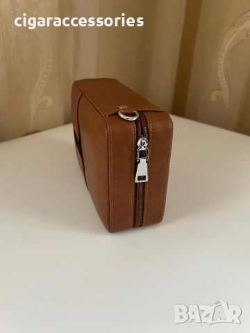 Преносим хумидор за 6 пури – естествена кожа, кедър, хигрометър, снимка 5 - Табакери - 53887402