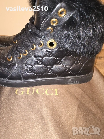 Gucci дамски кецове от естествена кожа и естествен косъм , снимка 8 - Кецове - 53893006