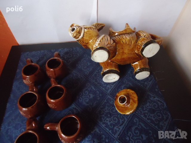керамично шише магаре с 6 чашки,сервиз за ракия, снимка 7 - Аксесоари за кухня - 39020620