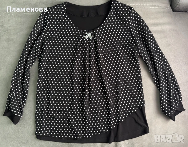 Дамска блуза с прозрачни ръкави - L/XL