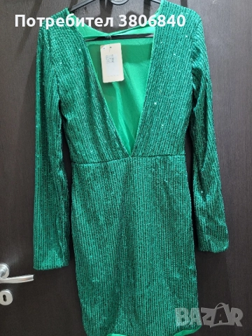 Нова рокля с етикет за празниците с пайети , снимка 2 - Рокли - 52540306