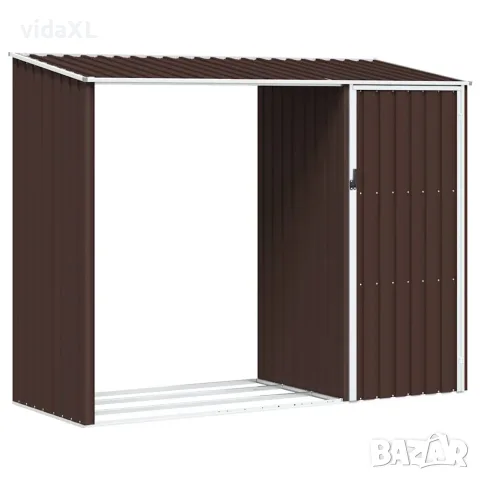 vidaXL Градински навес кафяв 245x98x159 см поцинкована стомана（SKU: 46296）