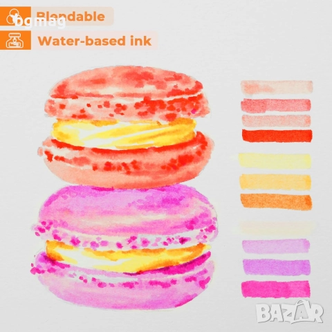 Ohuhu Marker Pens for Journal-маркери с два писеца тип "четка" и "тънкописец", комплект 40 цвята, на, снимка 4 - Ученически пособия, канцеларски материали - 52146742