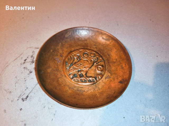 Декоративна гръцка чиния от бакър 24, снимка 4 - Антикварни и старинни предмети - 52540940