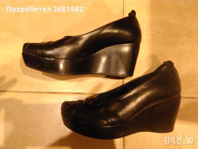 Черни есенни обувки на платформа от естествена кожа с каишка - български!, снимка 2 - Дамски ежедневни обувки - 30183674