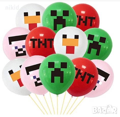 TNT Minecraft Майнкрафт Обикновен надуваем латекс латексов балон парти хелий или газ, снимка 5 - Други - 27848756