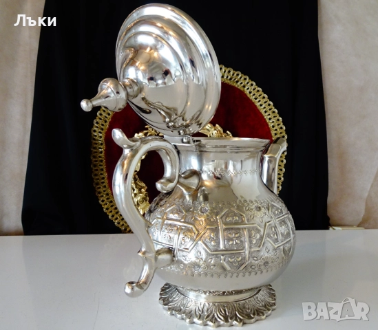 Посребрен марокански чайник,кана Touzani Mohamed. , снимка 6 - Антикварни и старинни предмети - 52776856