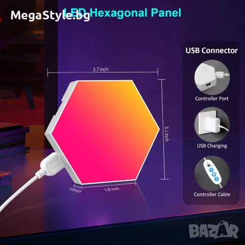 Модулни Хексагонални LED Светодиодни Панели MeRGBW-Home (Комплект от 12 броя), снимка 2 - Лед осветление - 55960068