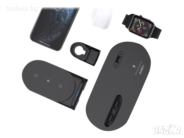 Безжично зарядно със стойка за телефон, смарт часовник Aukey LC-A3, снимка 4 - Безжични зарядни - 52263361
