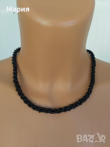Колие за Висулка Декоративно Мъниста Гердан Черен цвят Бижу