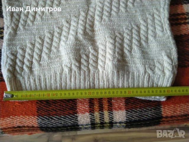 Бял мъжки пуловер от естествена мериносова вълна размер l, снимка 12 - Пуловери - 44456869