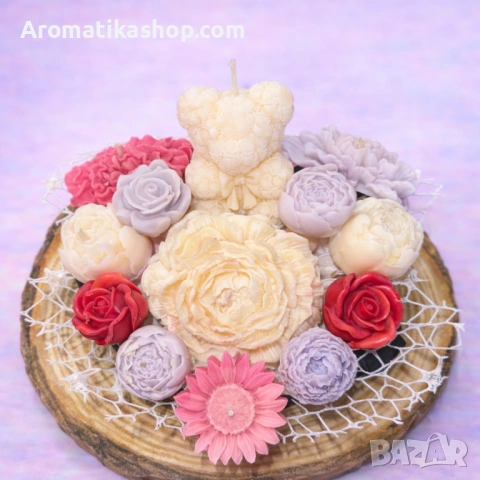 „Мече от Нежност“ – Ароматен соев букет