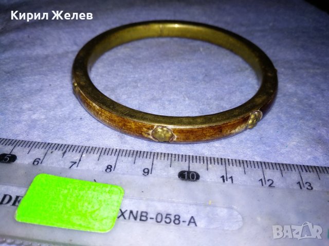 СТАРИННА ТИБЕТСКА ЕТНО ГРИВНА от БРОНЗ и РОГ с ФЛОРАЛНИ БРОНЗОВИ НАБИВКИ МАЙСТОРСКА ИЗРАБОТКА 26328