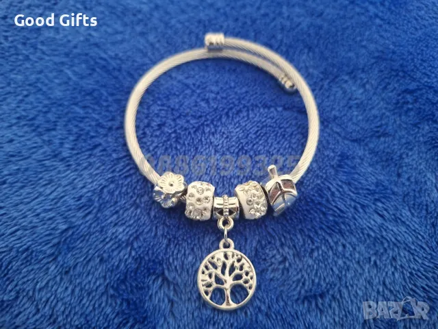 Дамска гривна тип Пандора с 5 броя талисмани, Дървото на живота , снимка 5 - Гривни - 49192572