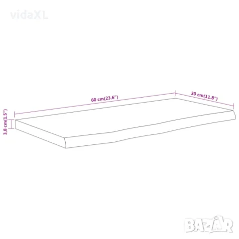 vidaXL Стенен рафт, 60x30x3,8 см, правоъгълен, масив акация, жив ръб, снимка 8 - Етажерки - 56147311
