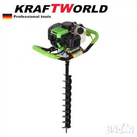 Немски Бензинов Свредел 68 кубика с гумирани дръжки + 200мм Бургия и 100мм 120мм 150мм 200мм 250мм, снимка 2 - Други инструменти - 37937600