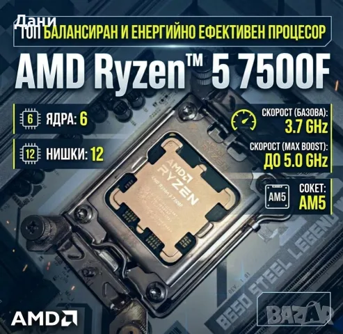 Процесор AMD Ryzen 5 7500F AM5 CPU