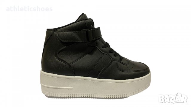 Дамски кожени кецове на платформа в черно -2245